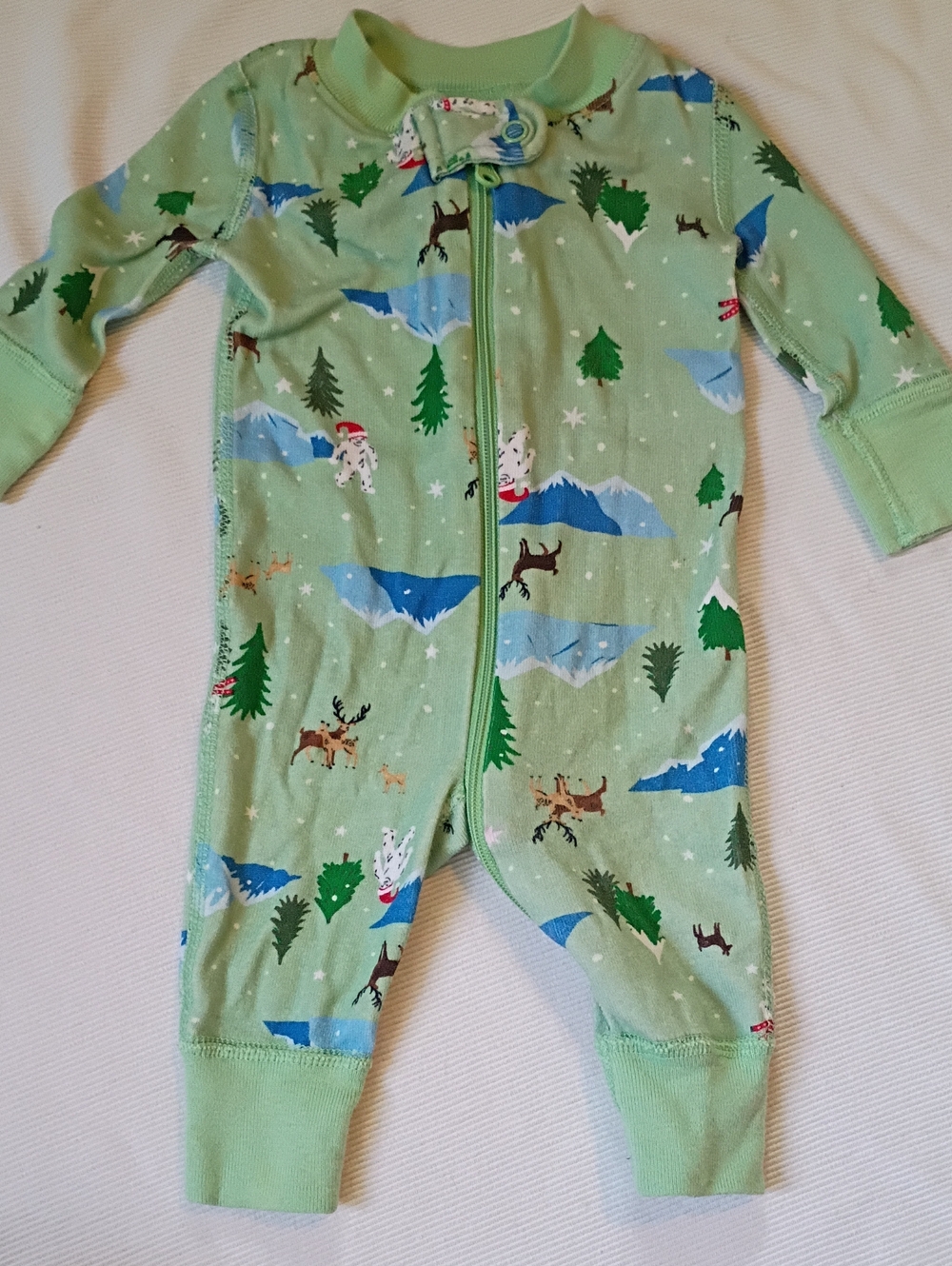 Hanna Andersson Green One-Piece with Winter Theme